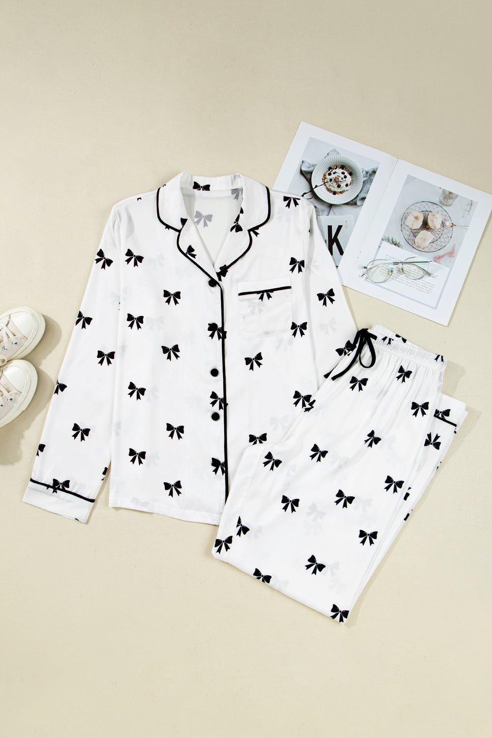 White and Black Bow Sleepwear