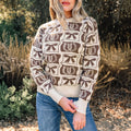 Brown Bows and Horseshoes Sweater